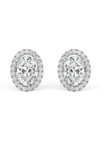 Halo Setting Oval Shaped Earrings